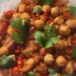 a ten minute chickpea curry served with rice