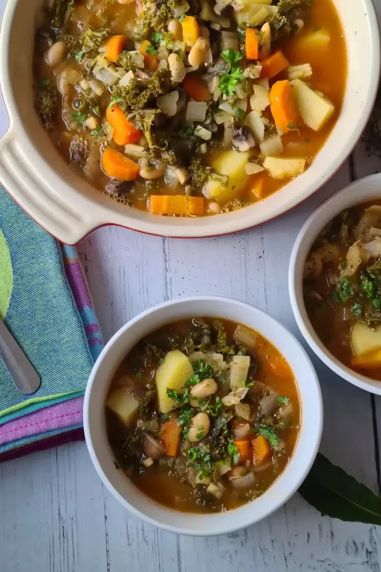 a dutch oven vegetable stew served in two bowls
