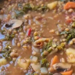 a lentil potato stew in a big pot
