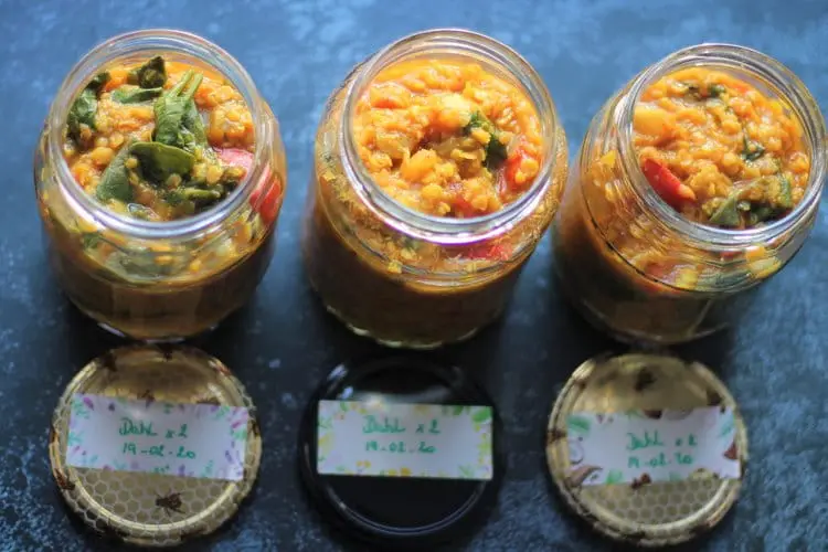 dahl in jars for batch cooking