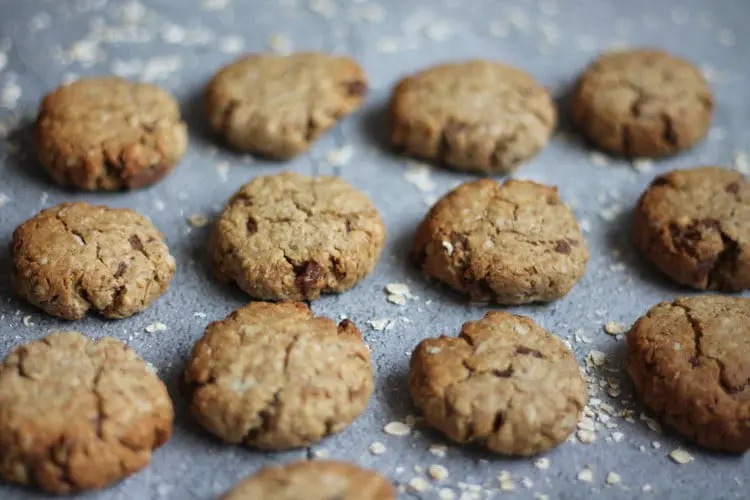 freshly baked peanut butter and oat cookies