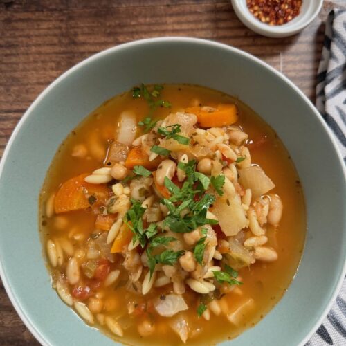 sardinian minestrone soup served in a bowl