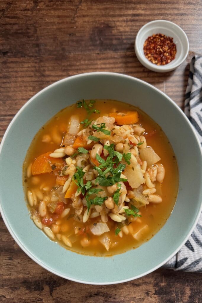 sardinian minestrone soup served in a bowl