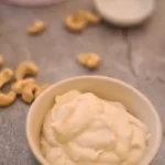 vegan cashew sour cream in a serving dish