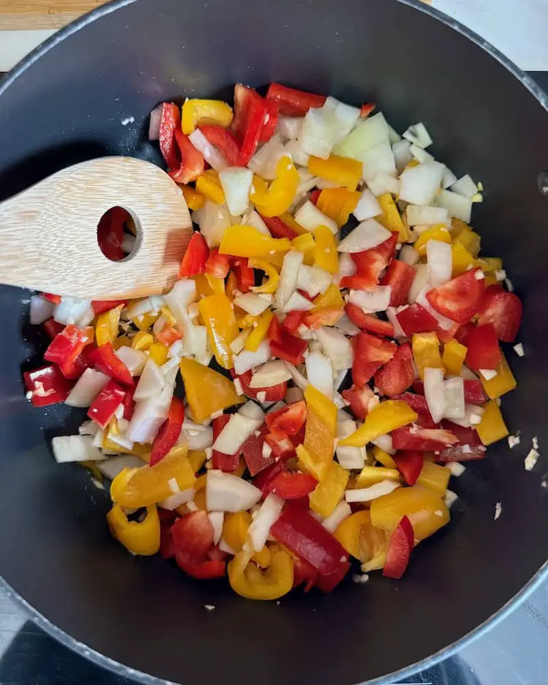 veg cooking in a pot