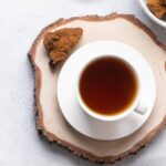 mushroom coffee in a white cup