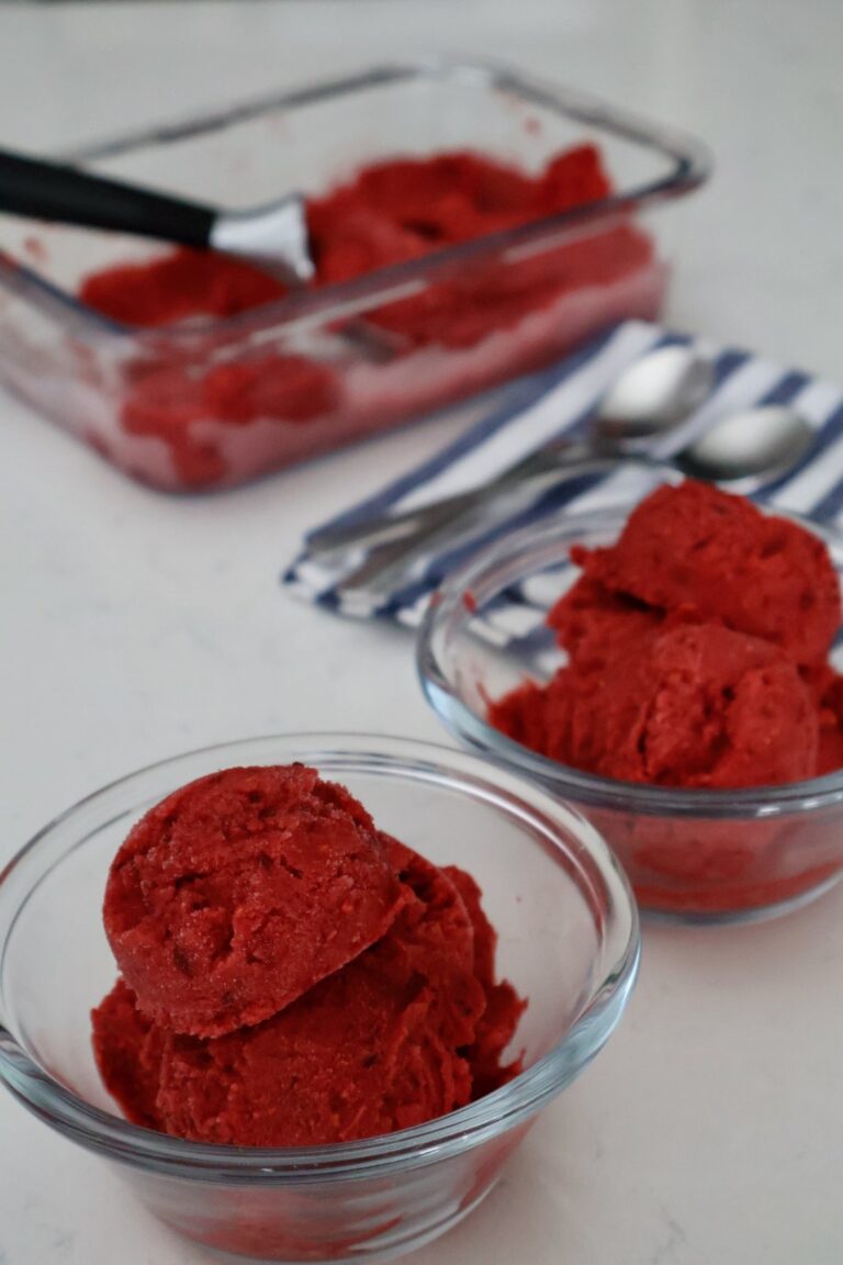 sorbet served in bowls made with mixed berries
