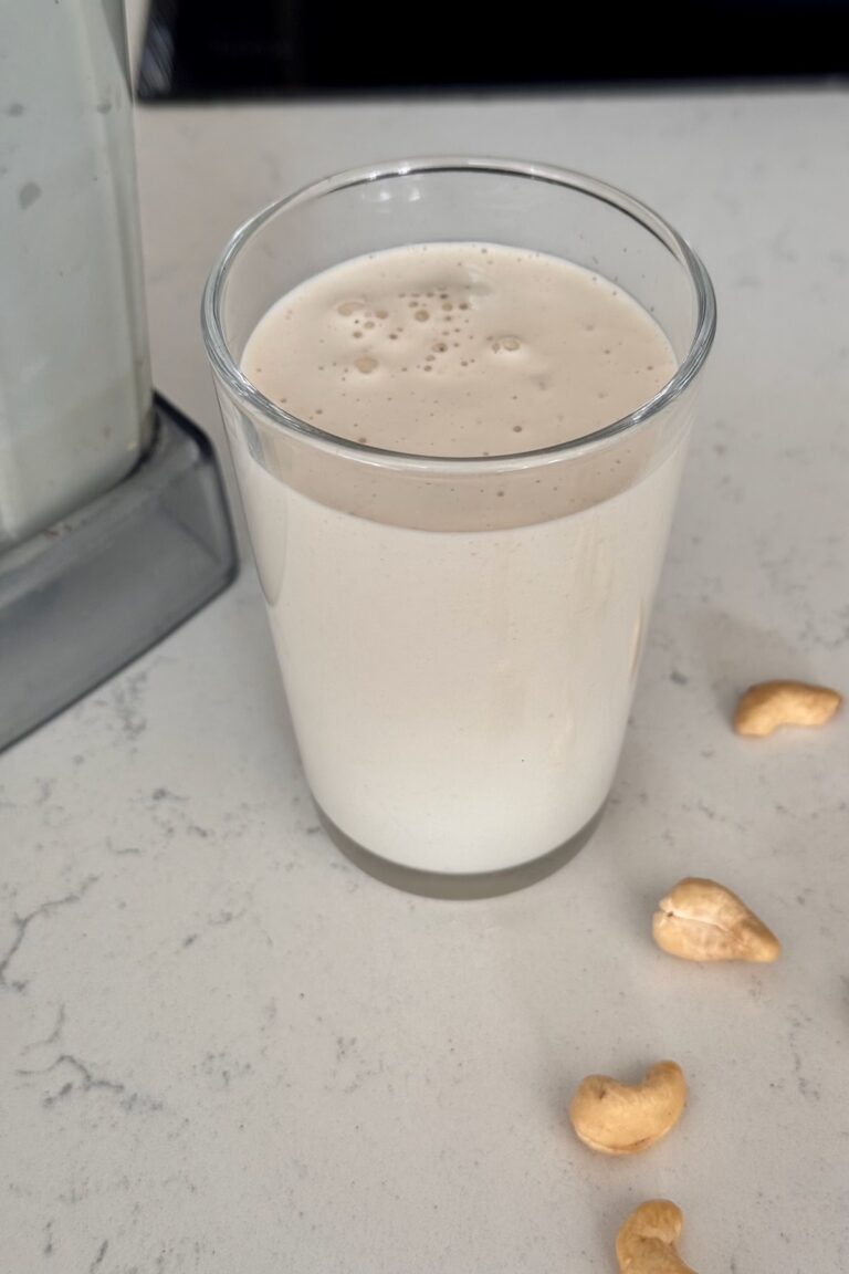 cream made from cashew nuts in a glass